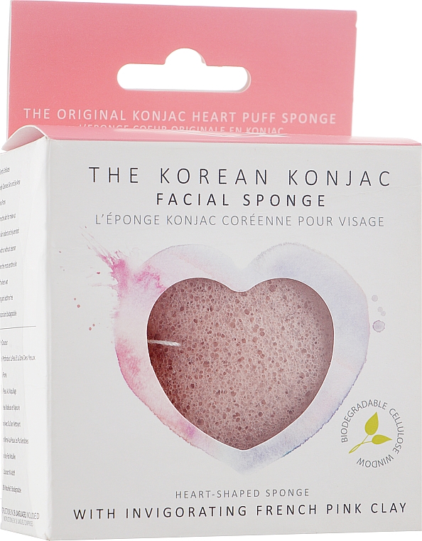 Gąbka - The Konjac Sponge Company Premium Heart Puff with French Pink Clay — Zdjęcie N2