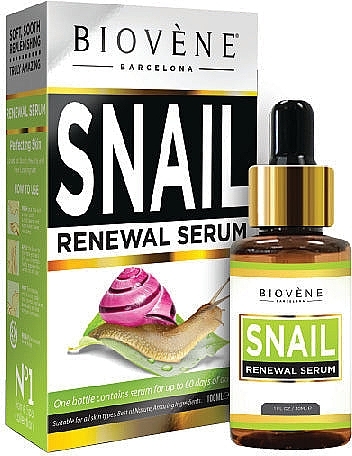 Rewitalizujące serum do twarzy ze śluzem ślimaka - Biovene Snail Renewal Ultra Regenerating Facial Serum Treatment — Zdjęcie N1