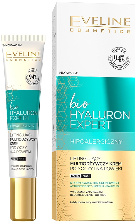 Liftingujący multiodżywczy krem pod oczy i na powieki - Eveline Cosmetics BioHyaluron Expert
