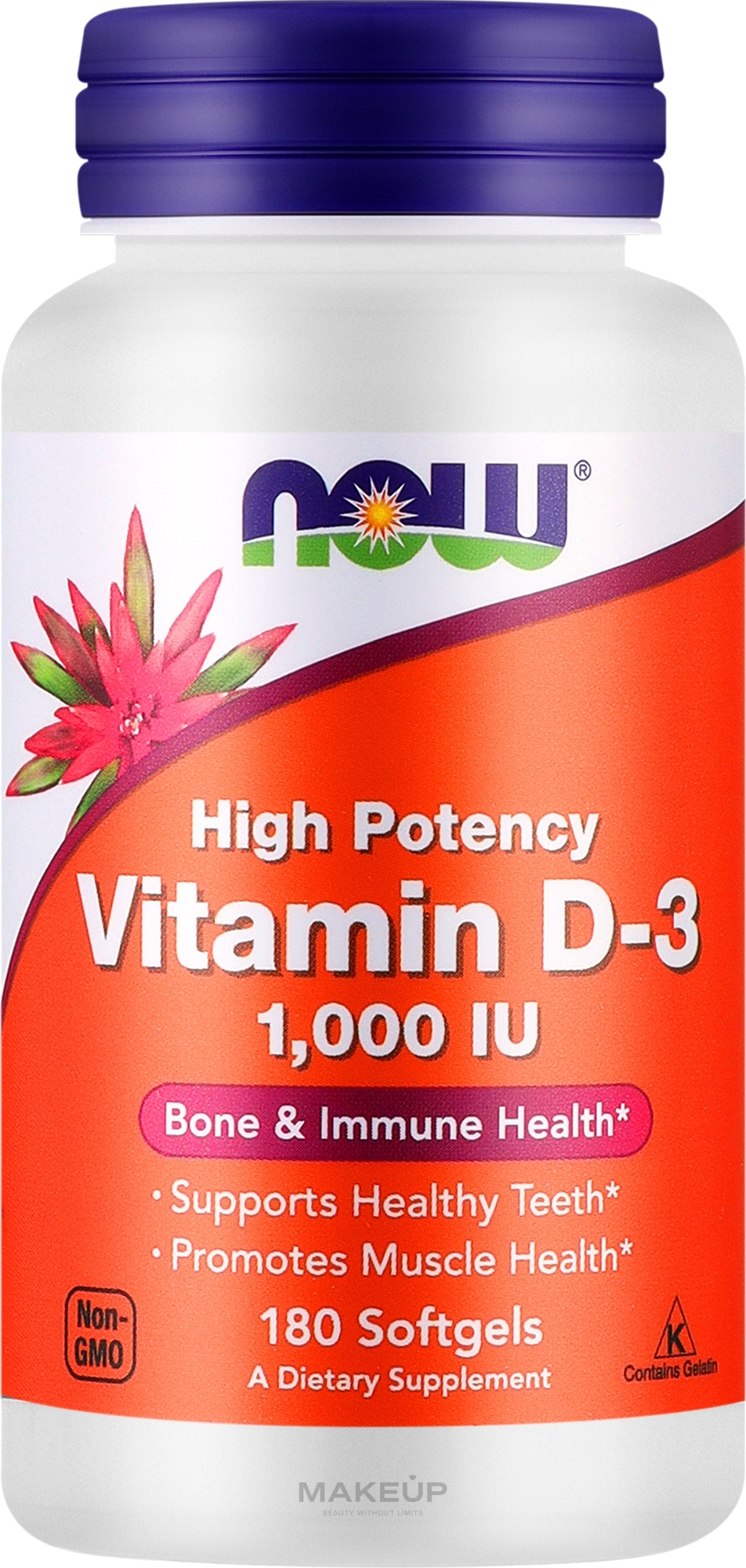 Kapsułki żelatynowe Witamina D3 - Now Foods Vitamin D3 1000 IU — Zdjęcie 180 szt.