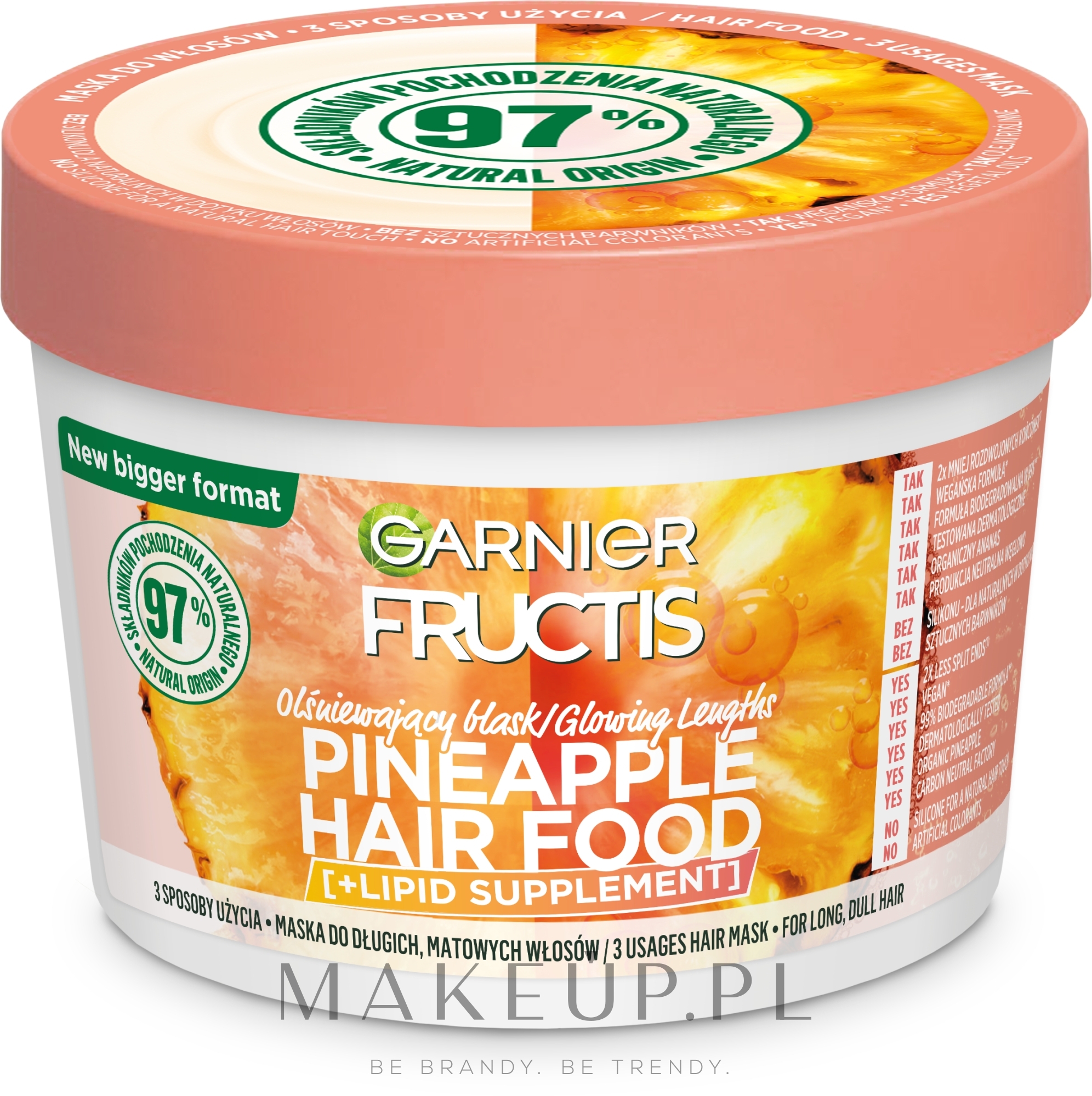 Maska do włosów długich i matowych Ananas - Garnier Fructis Hair Food Pineapple — Zdjęcie 400 ml