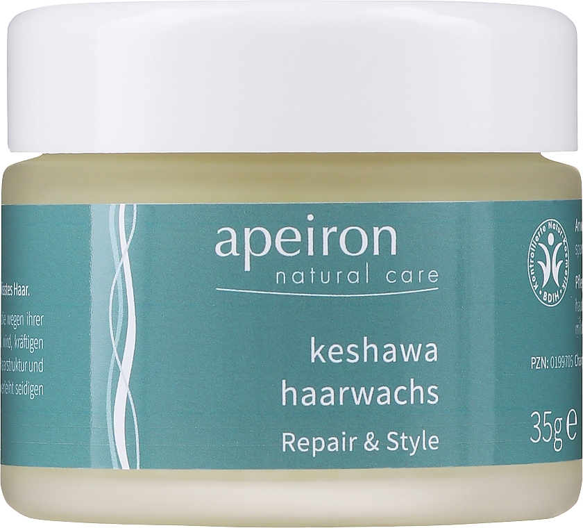 Stylizujący wosk do włosów suchych i zniszczonych - Apeiron Keshawa Hair Wax Repair & Style — Zdjęcie N1