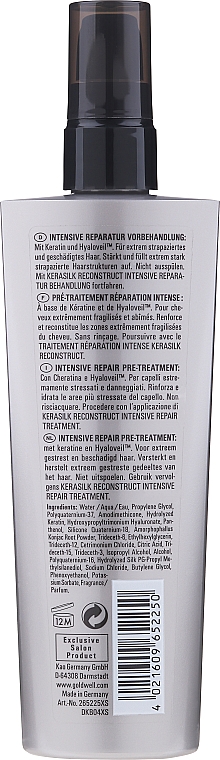 Intensywnie regenerujący płyn do włosów - Goldwell Kerasilk Reconstruct Intensive Repair Pre-Treatment — Zdjęcie N2