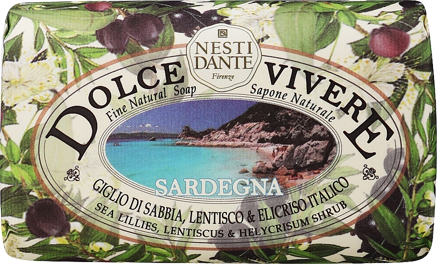 Naturalne mydło w kostce Mirt, pistacja kleista i kocanki włoskie - Nesti Dante Dolce Vivere Sardegna