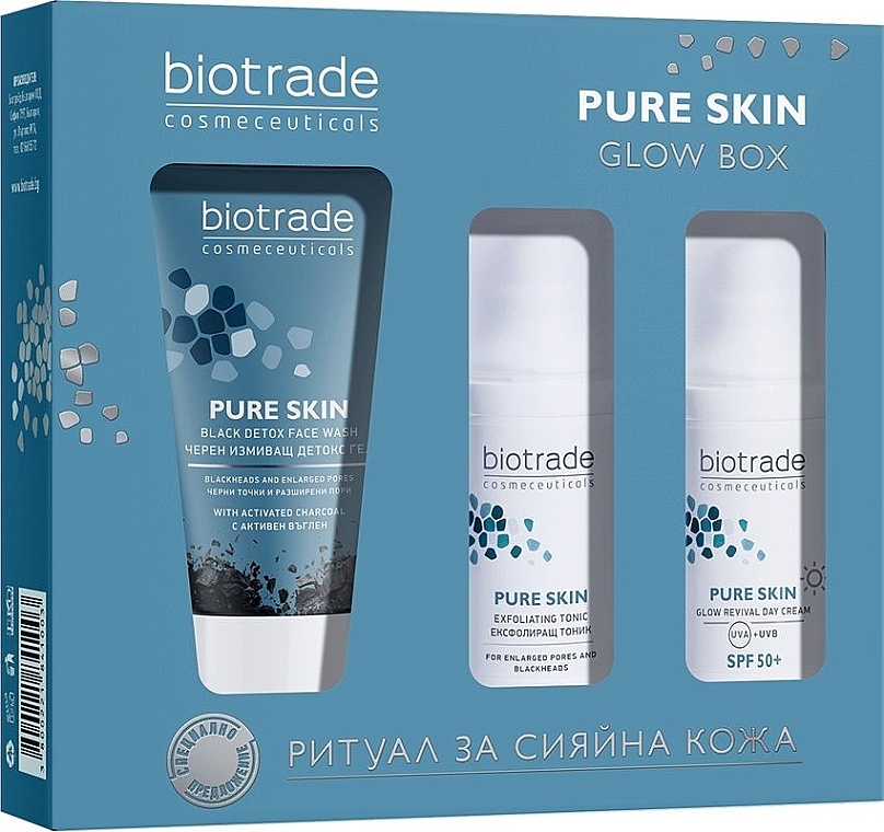 Zestaw - Biotrade Pure Skin Glow Box (face/wash/50ml + ton/20ml + cr/20ml) — Zdjęcie N1