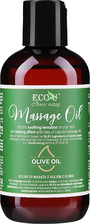 PRZECENA! Olej do masażu z olejem z oliwek - Eco U Olive Oil Massage Oil * — Zdjęcie N1