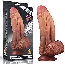 Kup Dildo - LoveToy Dual Layered Platinum Silicone Cock 10″ Brown