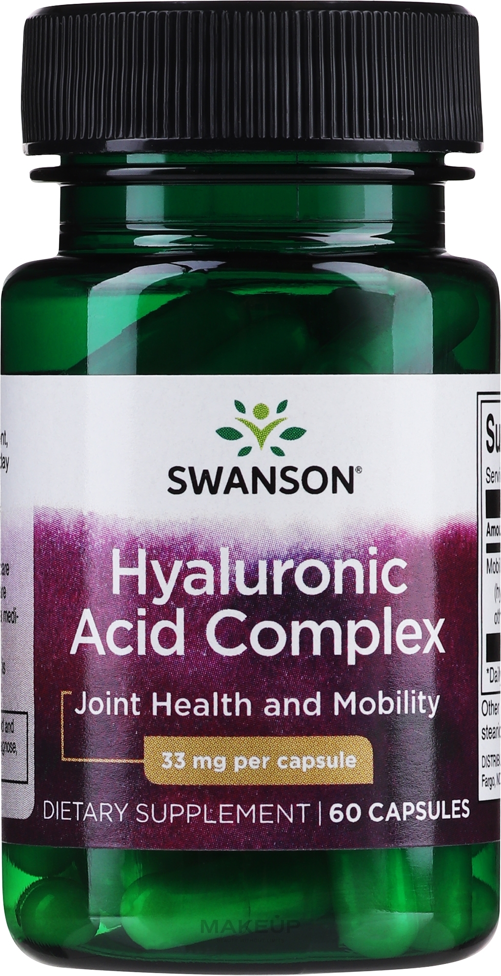 Suplement diety z kwasem hialuronowym - Swanson Hyal-Joint Hyaluronic Acid Complex — Zdjęcie 60 szt.