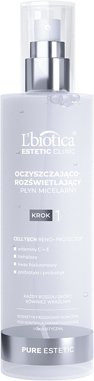 Oczyszczająco-rozświetlający płyn micelarny do twarzy - L'biotica Estetic Clinic Pure Estetic — Zdjęcie N1