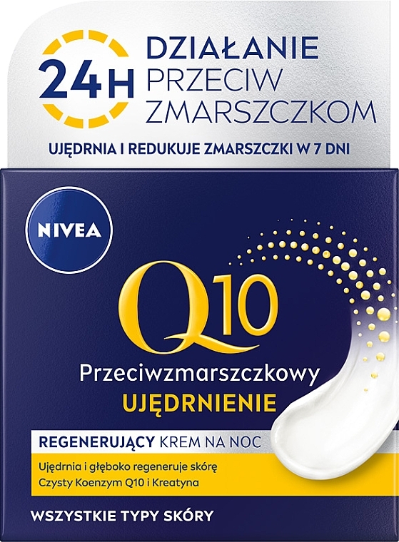 Przeciwzmarszczkowy, nawilżający krem na noc - NIVEA Visage Q10 Plus Night Cream
