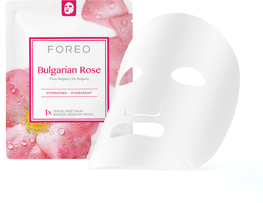 Nawilżająca maska w płachcie do skóry suchej z wodą różaną - Foreo Bulgarian Rose Sheet Mask — Zdjęcie N1