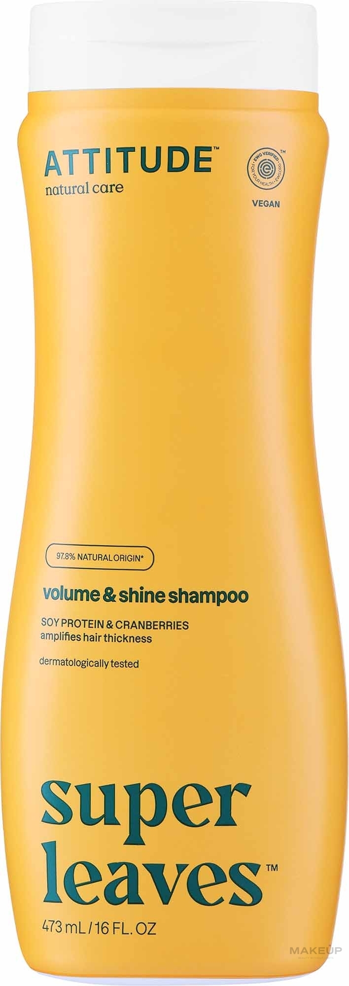 Szampon do włosów nadający objętość z żurawiną i proteinami soi - Attitude Super Leaves Volume & Shine Soy Protein & Cranberries Shampoo — Zdjęcie 473 ml