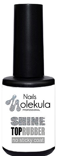 Gumowy top do lakieru hybrydowego - Nails Molekula Top Rubber Shine No Sticky Coat — Zdjęcie N2