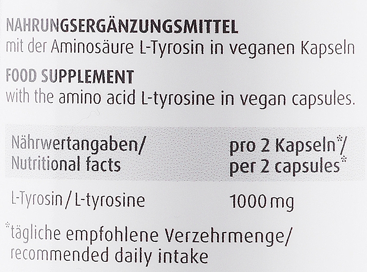 Suplement diety L-tyrozyna, 500 mg - ZeinPharma L-Tyrosine — Zdjęcie N3