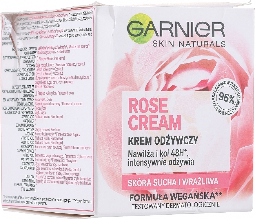 PRZECENA! Odżywczy krem kojący do skóry suchej i wrażliwej Woda różana - Garnier Skin Naturals Botanical Cream * — Zdjęcie N1