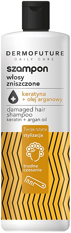 Szampon do włosów zniszczonych z keratyną i olejem arganowym - Dermofuture Daily Care Damaged Hair Shampoo