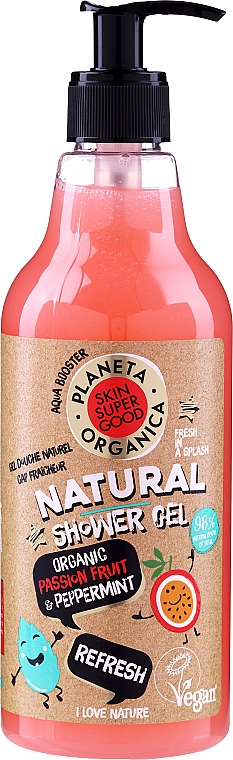Żel pod prysznic - Planeta Organica Skin Super Food Refresh Shower Gel Organic Passion Fruit & Peppermint