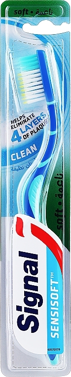 Miękka szczoteczka do zębów, niebiesko-turkusowa - Signal Sensisoft Clean Soft — Zdjęcie N1