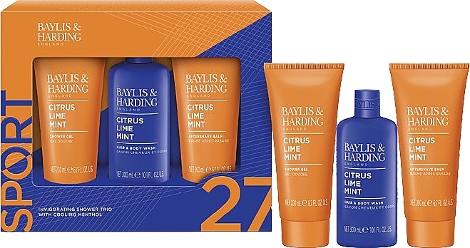 Zestaw - Baylis & Harding Citrus Lime & Mint Men's Invigorating Shower Trio Gift Set (shm/300ml + sh/gel/200ml + ash/balm/200ml) — Zdjęcie N1