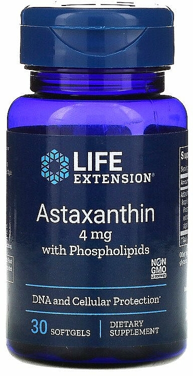 Astaksantyna z fosfolipidami w żelowych kapsułkach - Life Extension Astaxanthin With Phospholipids, 4 mg — Zdjęcie N1