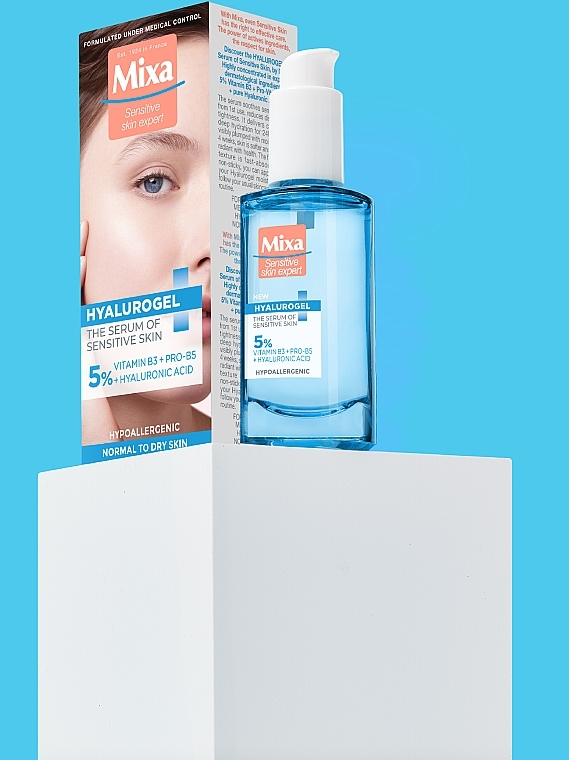 Nawilżające serum do twarzy do skóry wrażliwej, normalnej i suchej - Mixa Hyalurogel The Serum Of Sensitive Skin — Zdjęcie N13