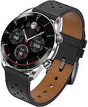 Smartwatch męski, srebrny+czarny pasek - Garett Smartwatch V10 — Zdjęcie N2