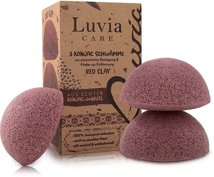 Zestaw gąbek Konjac - Luvia Cosmetics Konjac Sponge Set Red Clay — Zdjęcie N1