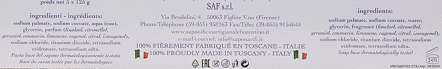 Zestaw naturalnych mydeł w kostce Lawenda - Saponificio Artigianale Fiorentino Lavender Scented Soap (3 x soap 125 g) — Zdjęcie N2