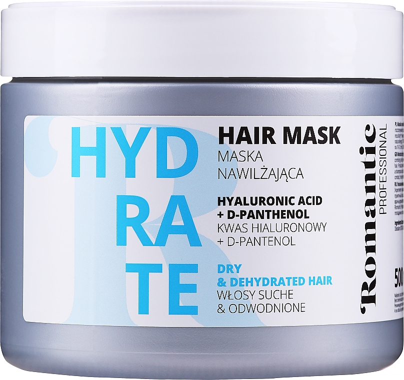 Nawilżająca maska do włosów suchych z kwasem hialuronowym i d-panthenolem - Romantic Professional Hydrate