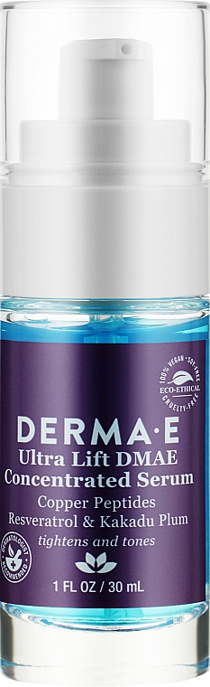 Skoncentrowane serum ultraliftingujące z DMAE, peptydami miedzi, resweratrolem i śliwką kakadu - Derma E Ultra Lift DMAE Concentrated Serum — Zdjęcie N1