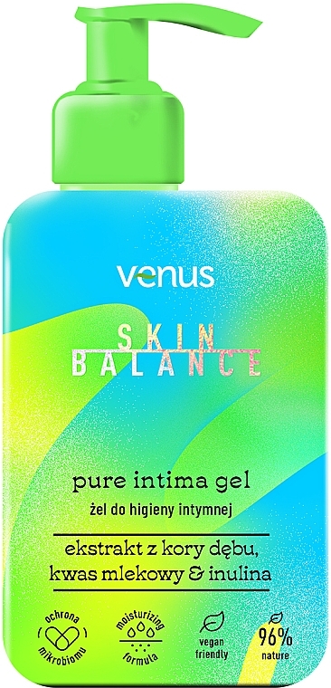 Żel do higieny intymnej z ekstraktem z kory dębu, kwasem mlekowym i inuliną - Venus Skin Balance Pure Intima Gel — Zdjęcie N1
