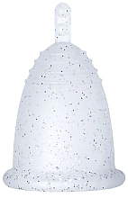 Kup Kubeczek menstruacyjny z nóżką, rozmiar L, srebrny brokat - MeLuna Soft Menstrual Cup Stem