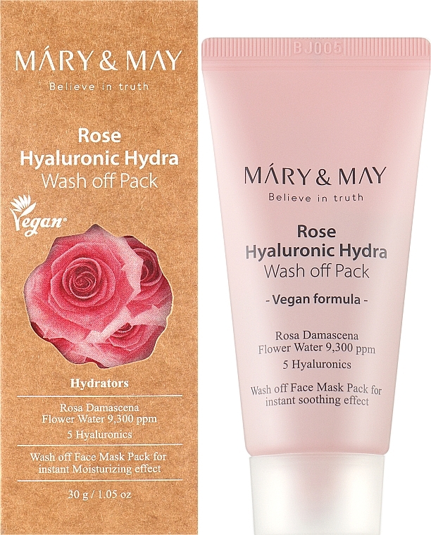 Maseczka oczyszczająca do twarzy z ekstraktem z róży i kwasem hialuronowym - Mary & May Rose Hyaluronic Hydra Wash Off Pack — Zdjęcie N5