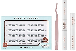 Zestaw - Lola's Lashes Natural Classic Diy Lash Extensions Starter Set (bond/seal/2x3.5ml + remover/4ml + eyelashes/40pcs + applicator/1pcs) — Zdjęcie N1