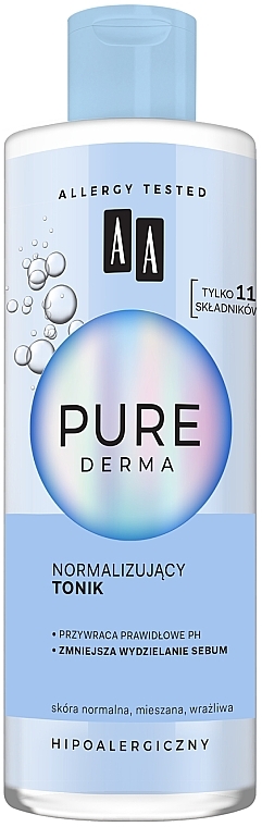 Matujący tonik normalizujący do twarzy - AA Pure Derma — Zdjęcie N1