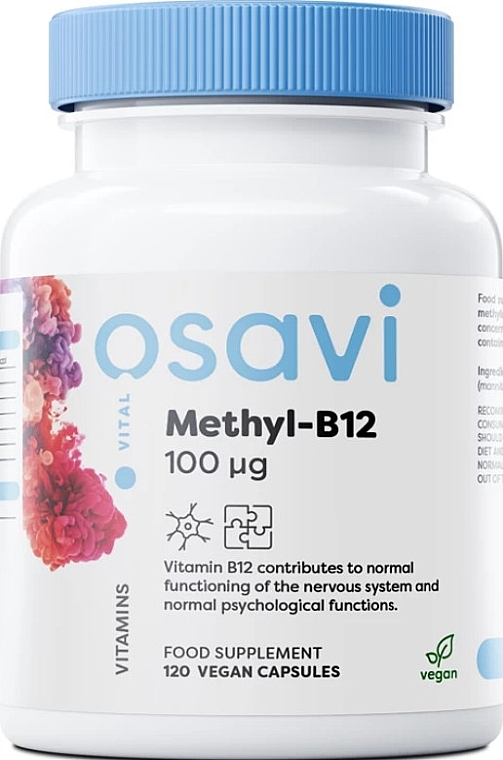 Kapsułki Methyl-B12, 100 μg. - Osavi Vitamin Methyl-B12, 100 μg Vegan Capsules — Zdjęcie N1