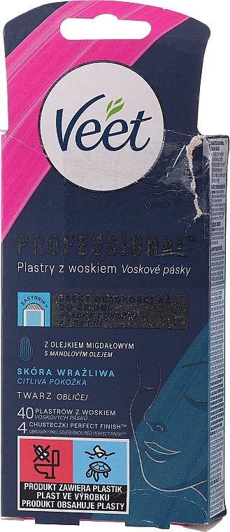 PRZECENA! Precyzyjne plastry z woskiem do depilacji twarzy z olejem migdałowym - Veet Easy-Gel * — Zdjęcie N4