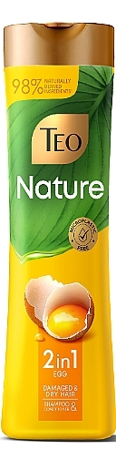 Szampon-balsam do włosów suchych i zniszczonych - Teo Nature 2in1 Egg Shampoo & Conditioner — Zdjęcie N1