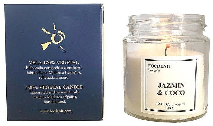 Świeca zapachowa w szkle - Focdenit 100% Vegetal Candle Jazmin & Coco — Zdjęcie N1