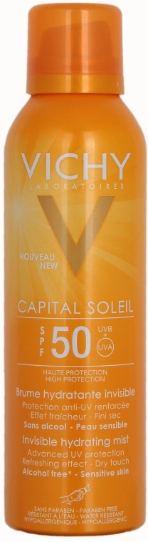 Przeciwsłoneczna mgiełka ochronna w aerozolu - Vichy Capital Soleil SPF 50 Invisible Hydrating Mist