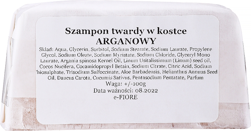 Arganowy szampon twardy w kostce - E-Fiore — Zdjęcie N2