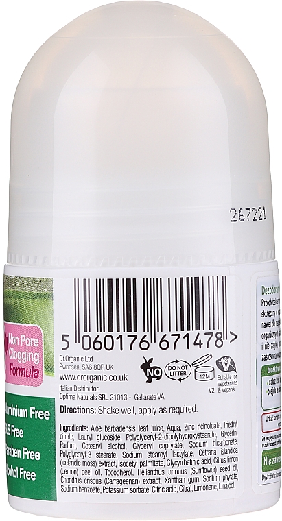 Dezodorant w kulce Aloes - Dr Organic Bioactive Skincare Aloe Vera Deodorant  — Zdjęcie N2