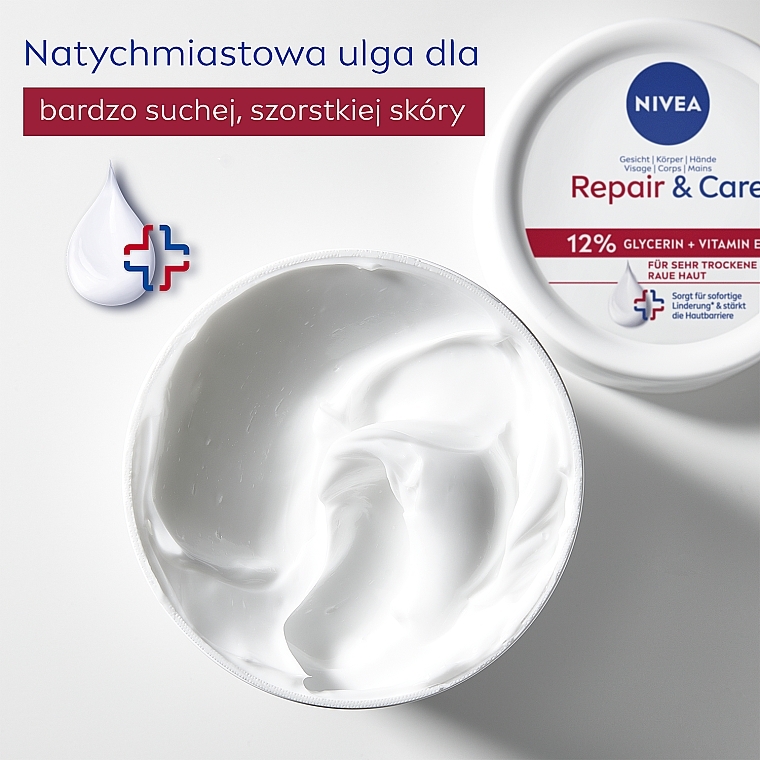 Krem nawilżająco-regenerujący do ciała - NIVEA Repair & Care 12% Glycerin + Vitamin E Cream — Zdjęcie N3