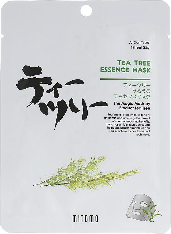 Maseczka z olejkiem z drzewa herbacianego w płachcie - Mitomo Tea Tree Essence Mask — Zdjęcie N1