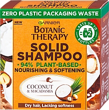Szampon w kostce do włosów suchych Kokos i olej makadamia - Garnier Botanic Therapy Solid Shampoo — Zdjęcie N1