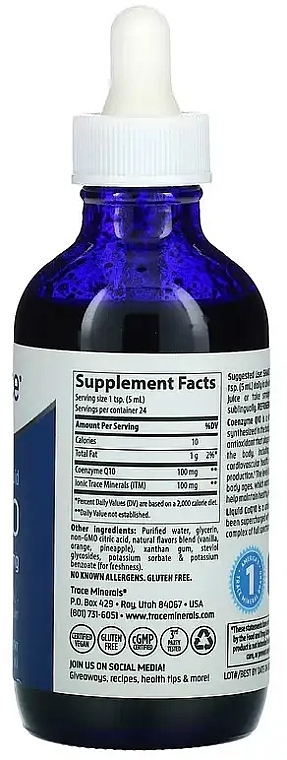 Suplement diety Liquid Coenzyme Q10 - Trace Minerals Liquid CoQ10, 100 mg — Zdjęcie N2
