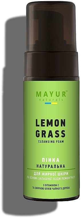 Naturalna pianka oczyszczająca do twarzy o zapachu trawy cytrynowej, dla skóry tłustej - Mayur