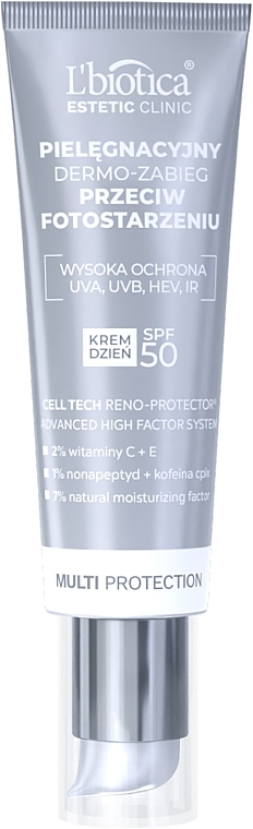 Pielęgnacyjny dermozabieg przeciw fotostarzeniu do twarzy na dzień SPF 50 - L’biotica Estetic Clinic MULTI Protection — Zdjęcie N1