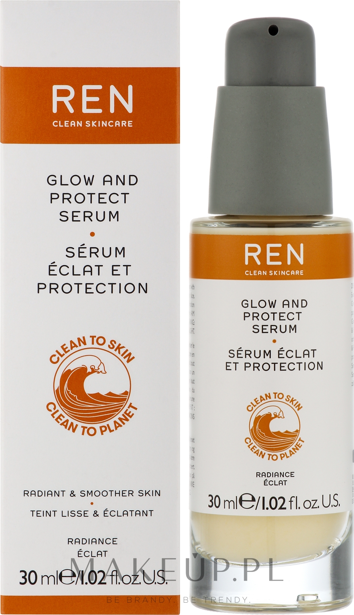 Rozświetlające serum do twarzy - Ren Clean Skincare Radiance Glow And Protect Serum — Zdjęcie 30 ml
