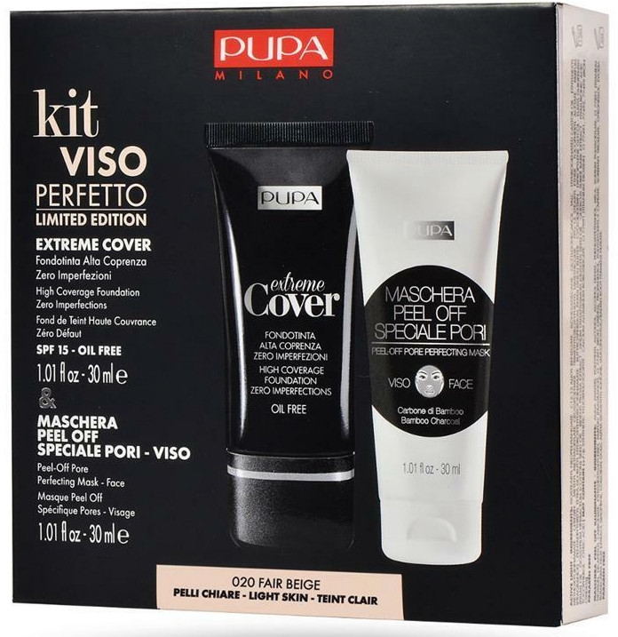 Zestaw - Pupa Kit Viso Perfetto Extreme Cover Foundation And Shachet Mask Peel-Off Pore Perfecting Mask — Zdjęcie N1